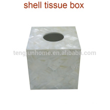 Chinese freshwater pearls shell square white porcelain tissue box